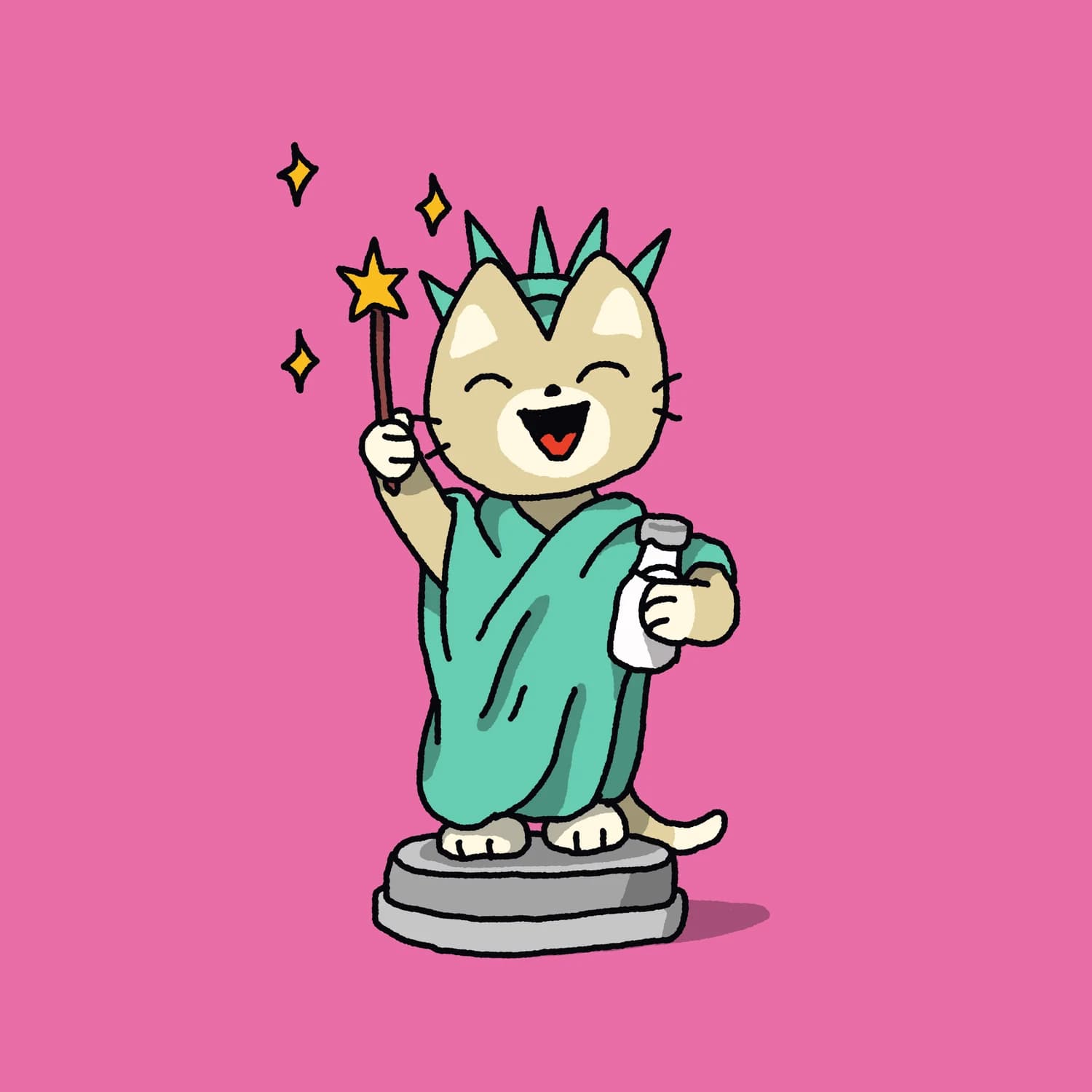 Recreating The Statue of Liberty with the face of a cat or a bird