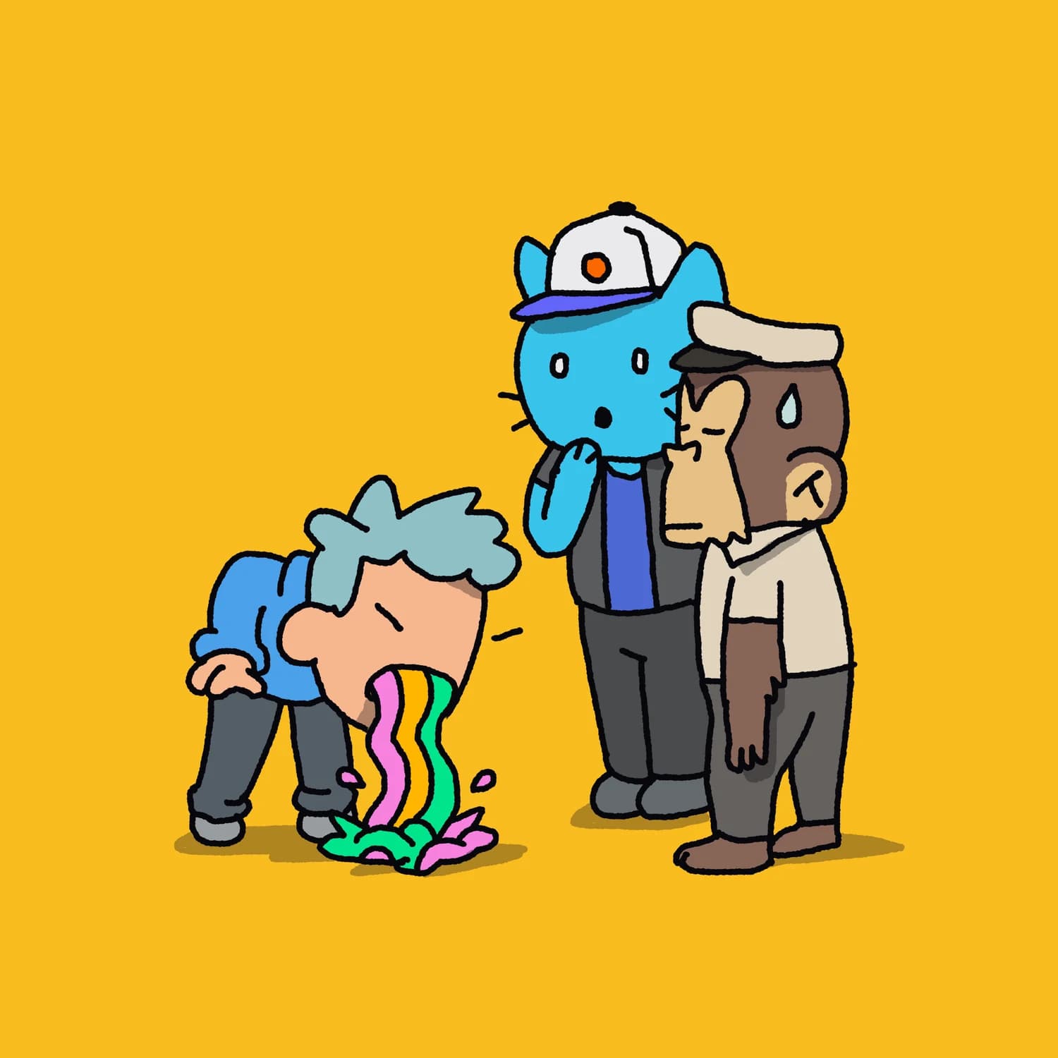 An ape, a cat, and a doodle walk into a bar