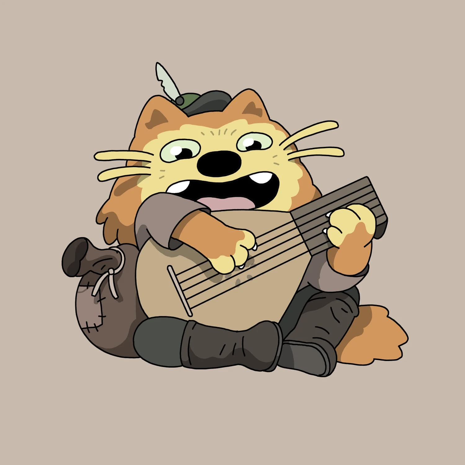 Bard cat playing the lute