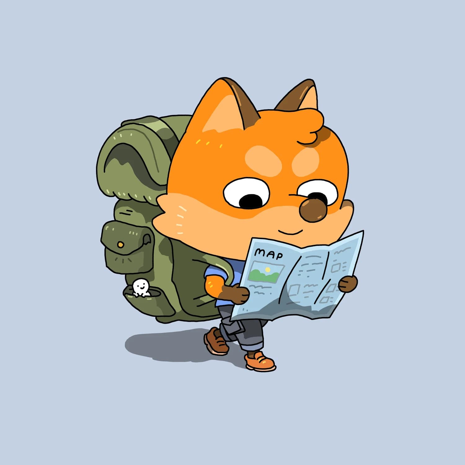 A fox adventurer, getting ready for new explorations