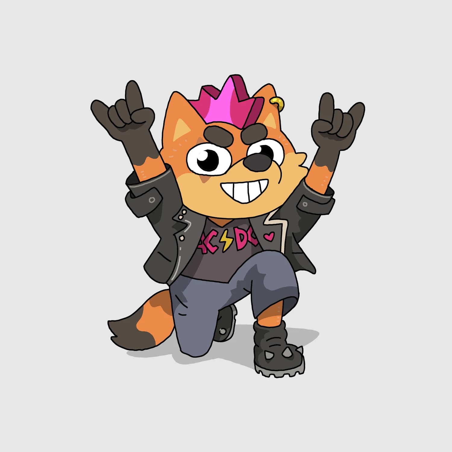 Punk fox rocking out to music