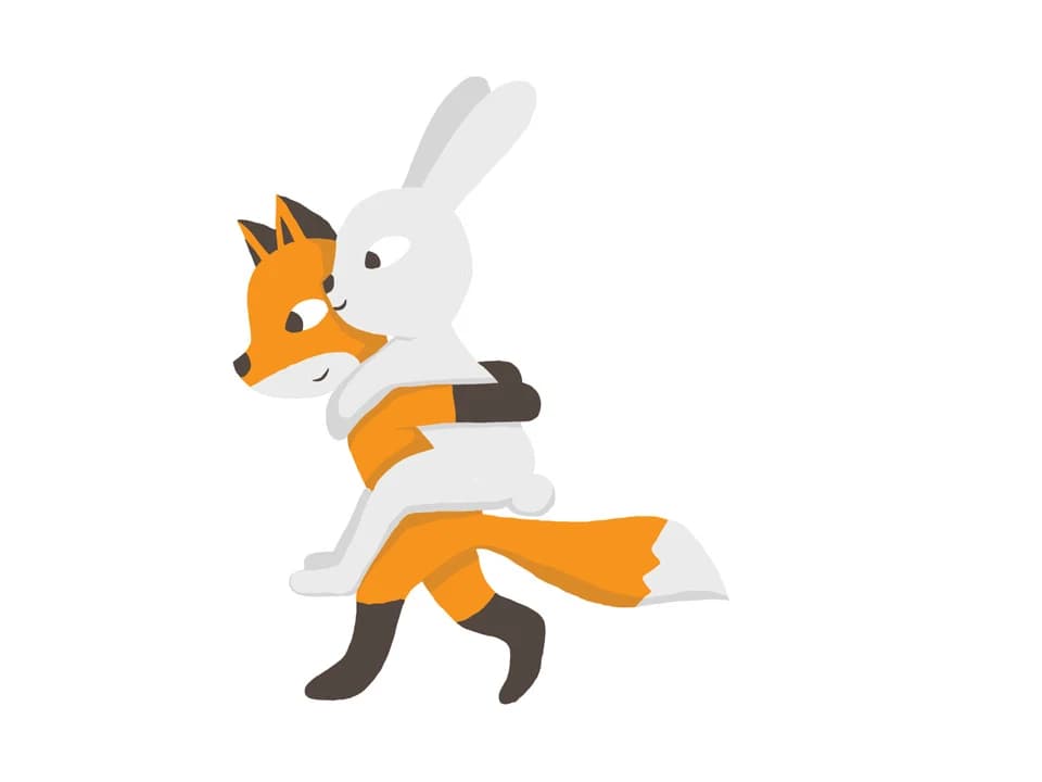Fox and rabbit