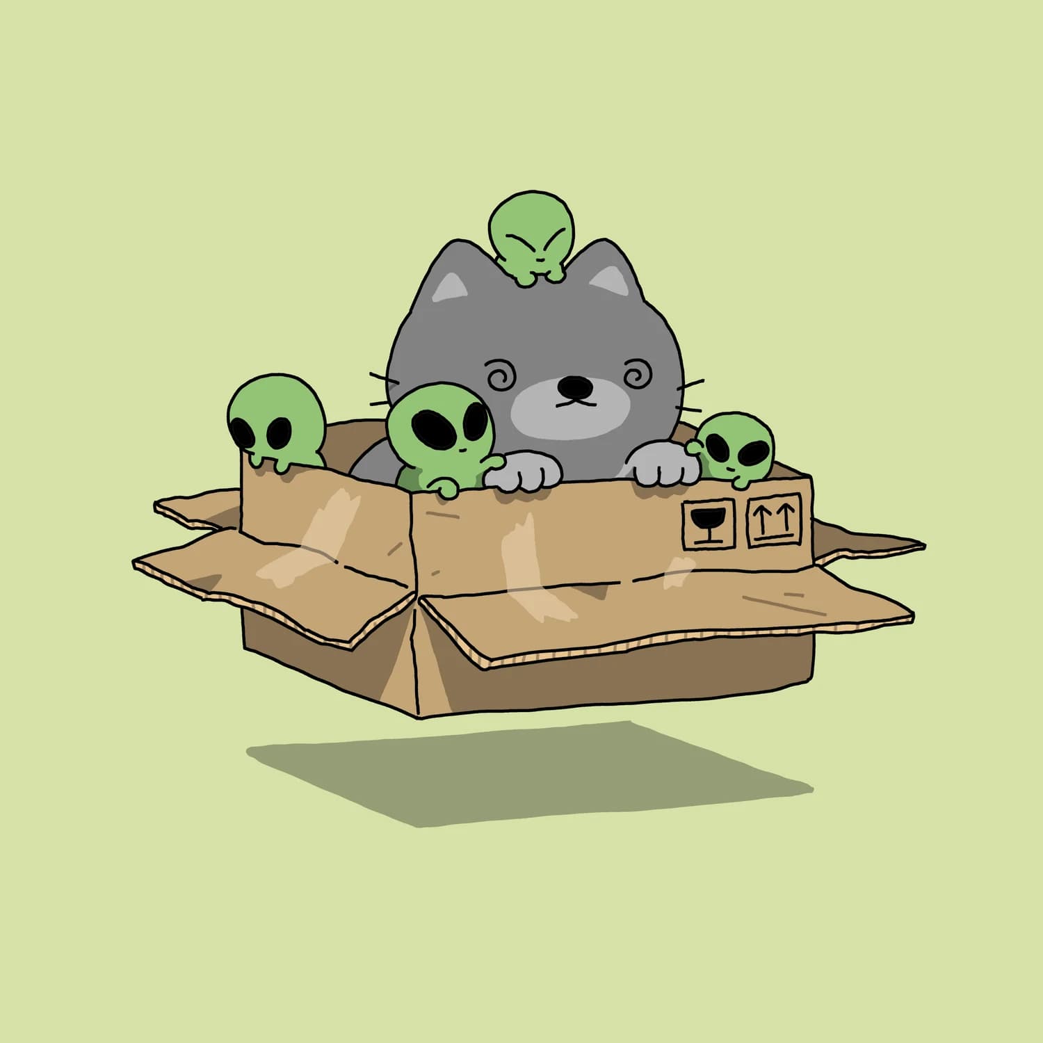 A cat flying a trippy UFO