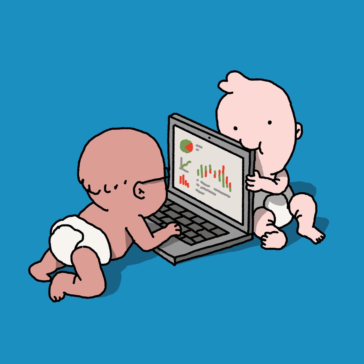 Babies trying to conduct business