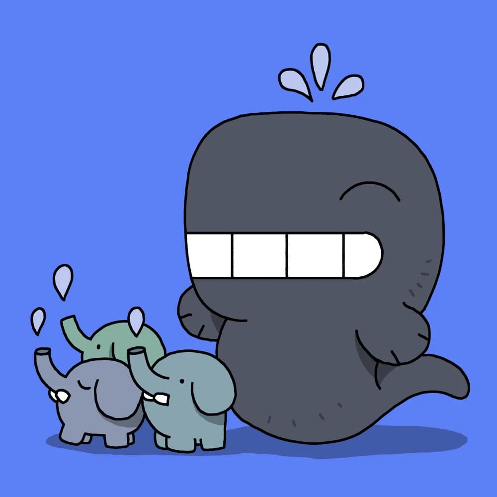 I'd love to see a whale walking three tiny elephants
