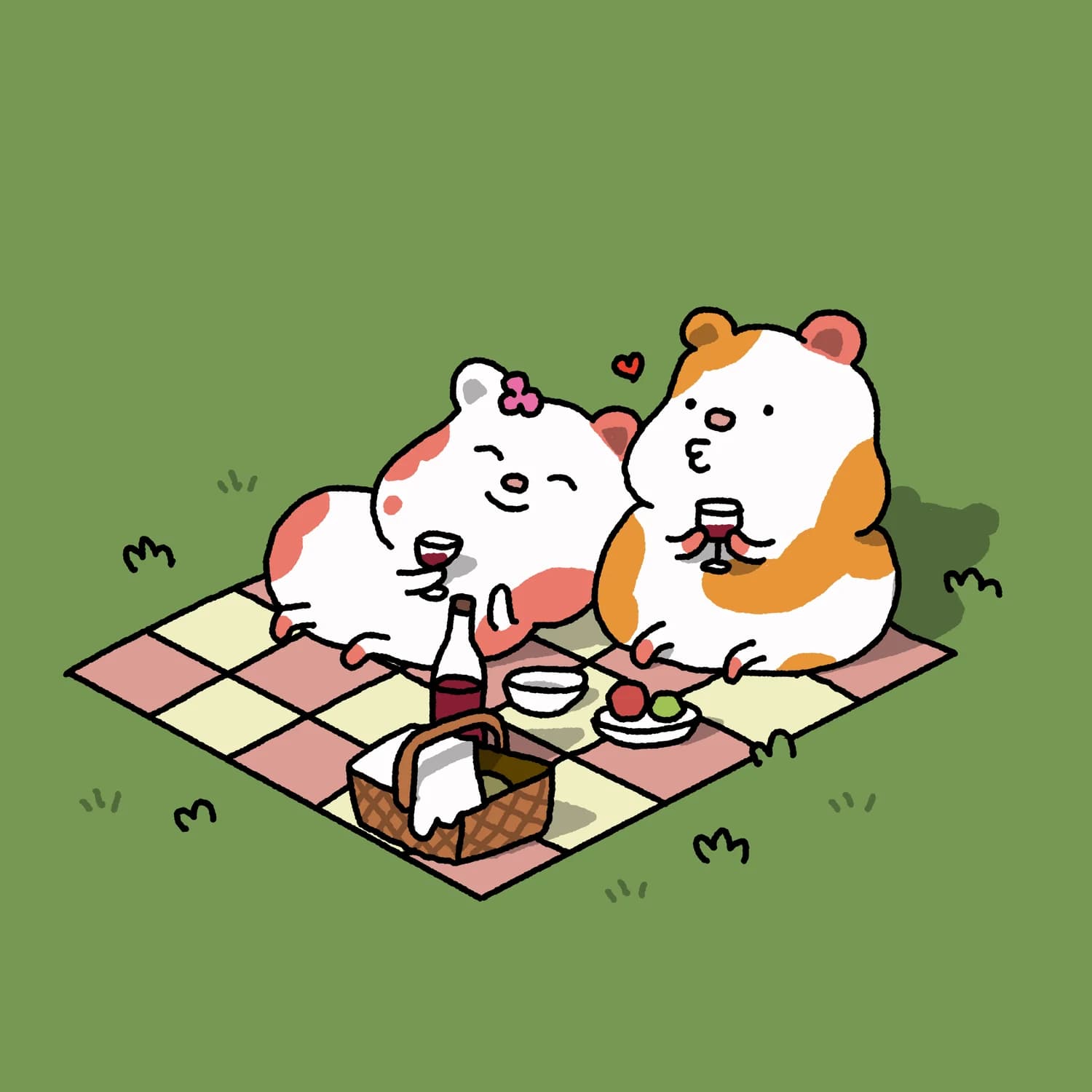 two hamsters go on a picnic date