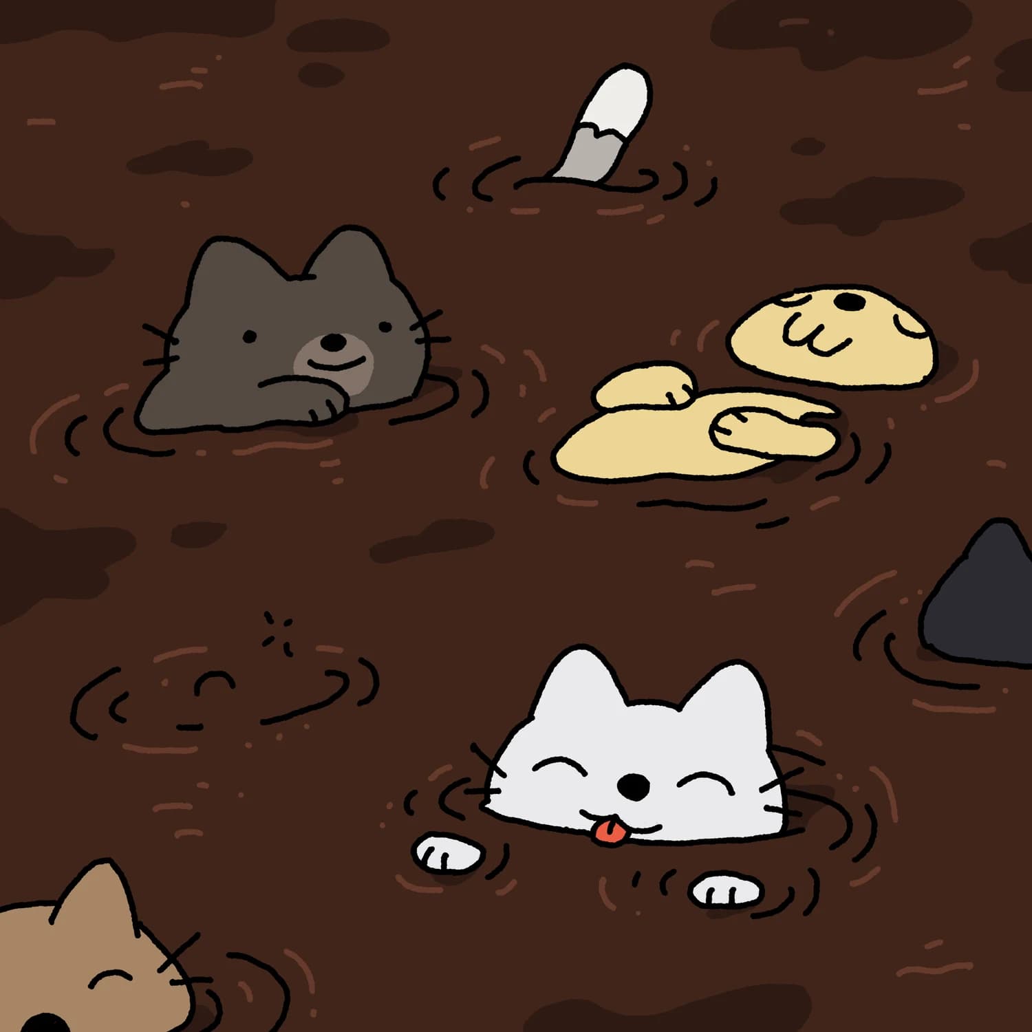 Lots of cats swimming in a pool of coffee!!!