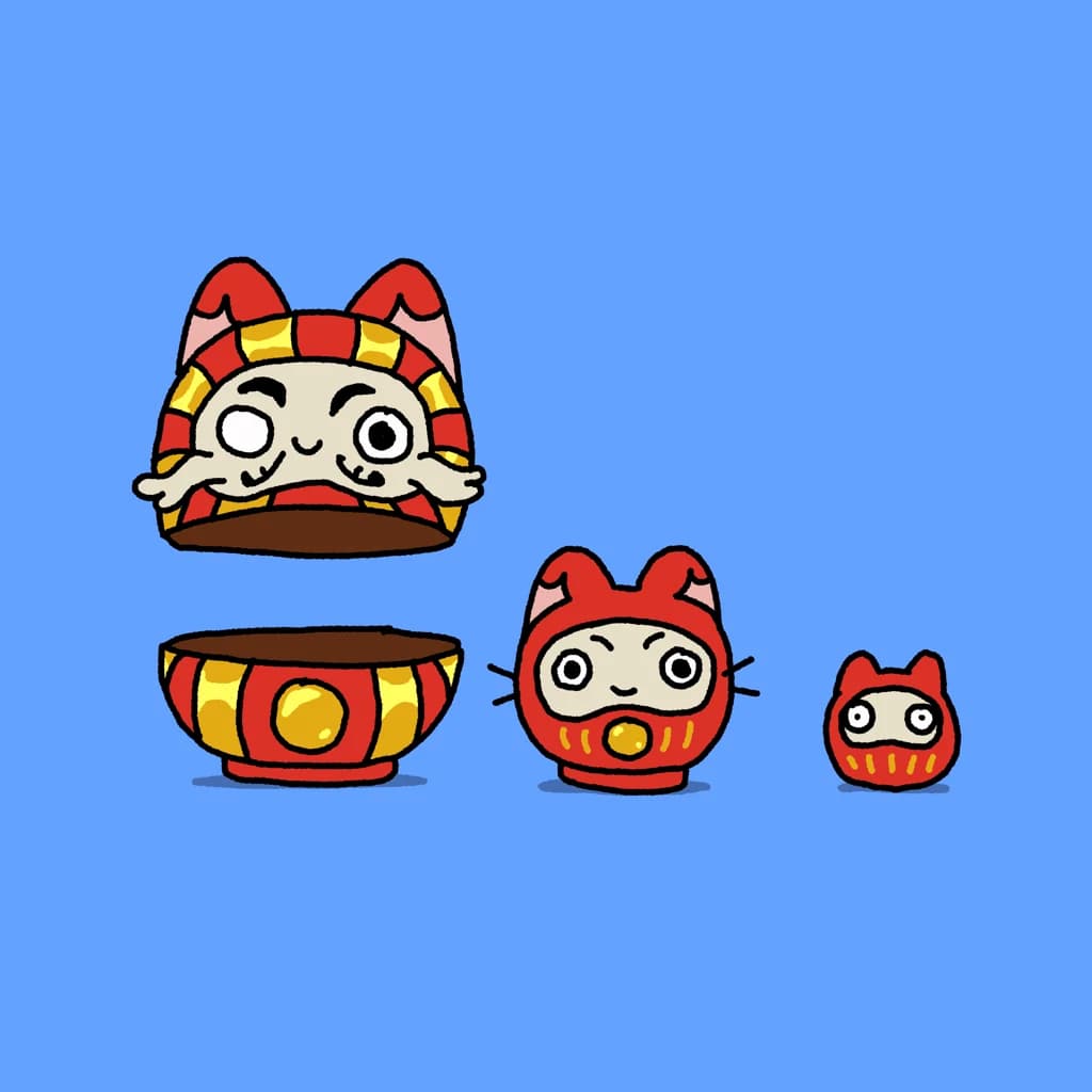 Neko darumas but Russian doll style